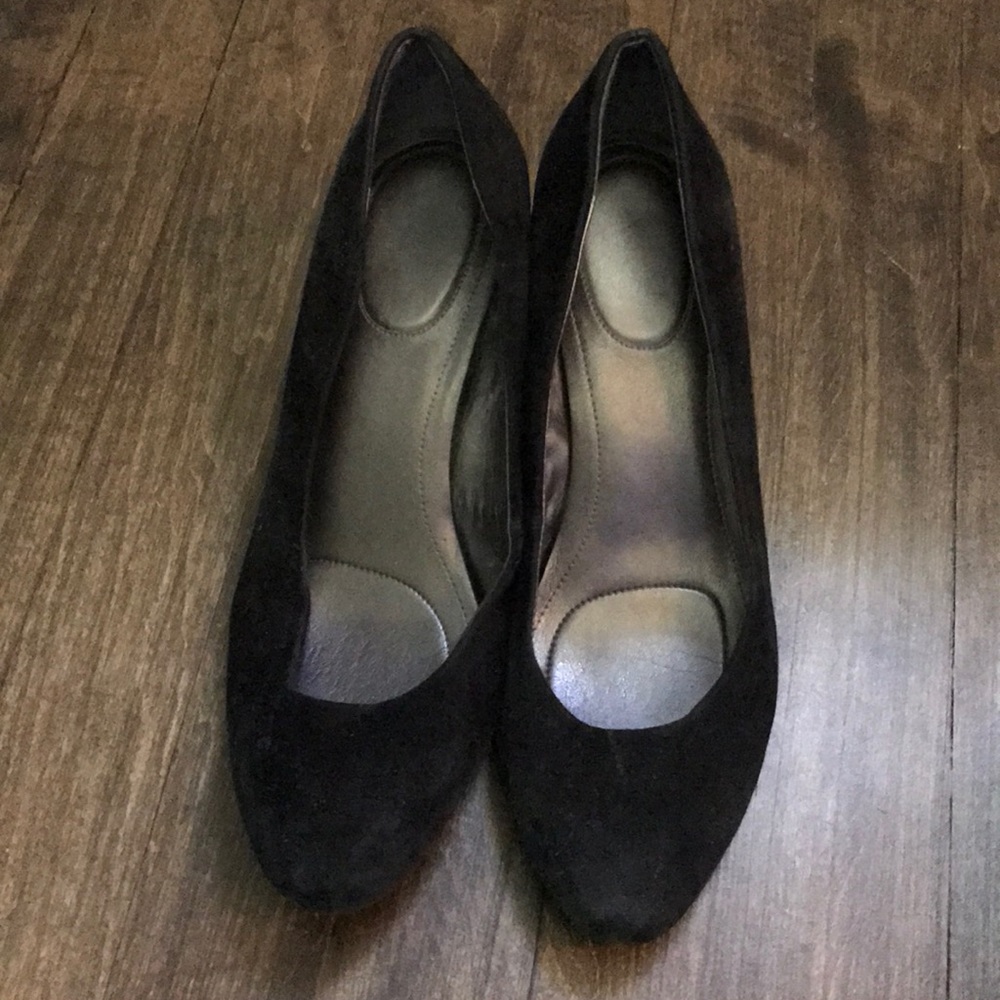Calvin Klein black suede wedges